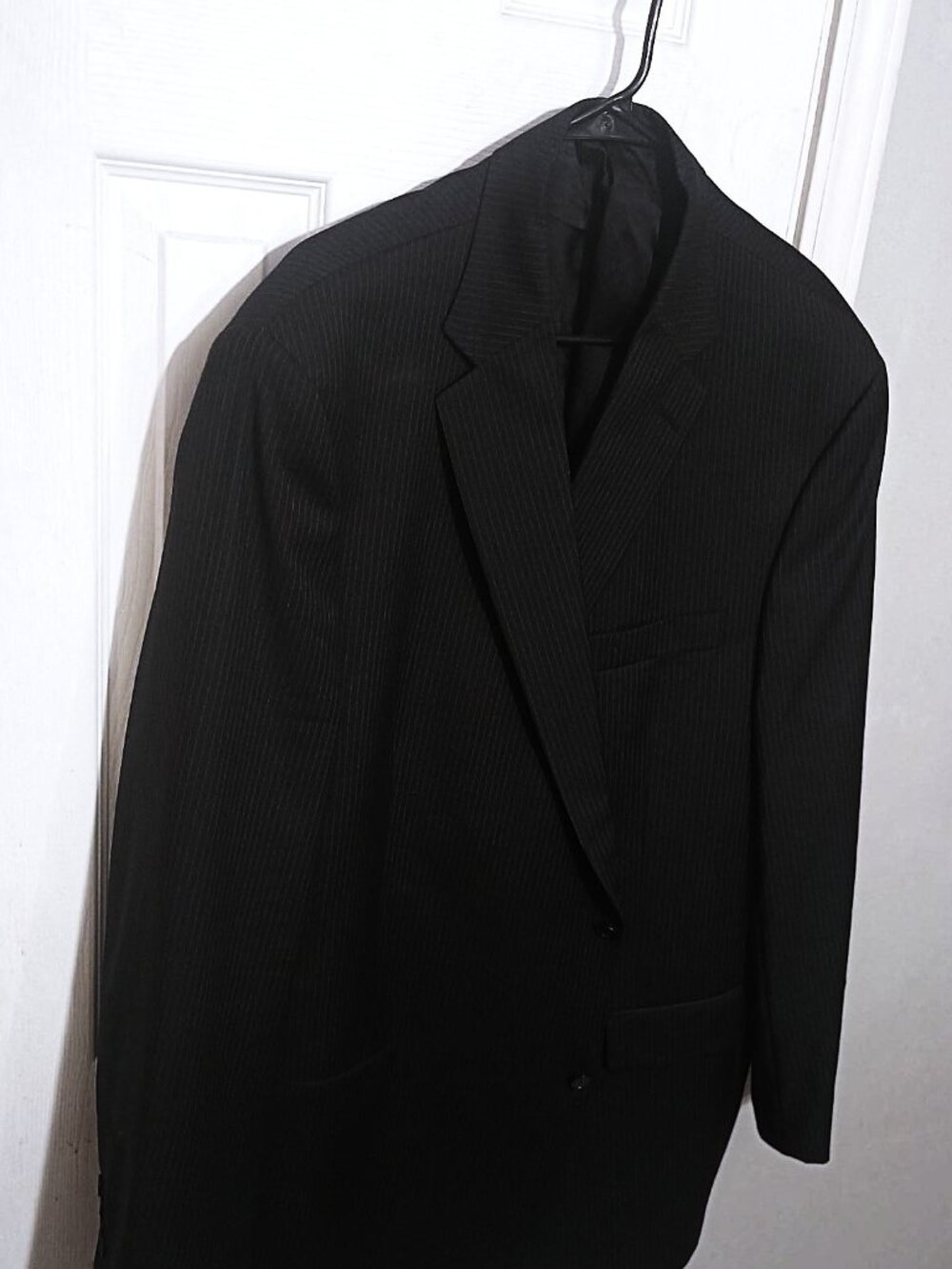 Hart Schaffner Marx Gold Trumpeter Men Charcoal Pinstripe Blazer 52L